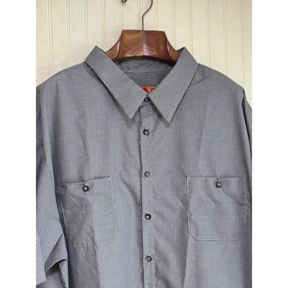 Red Kap Shirt Mens 3XL Gray Houndstooth Short Sleeve Work Button Up SP20H7 - Picture 1 of 6